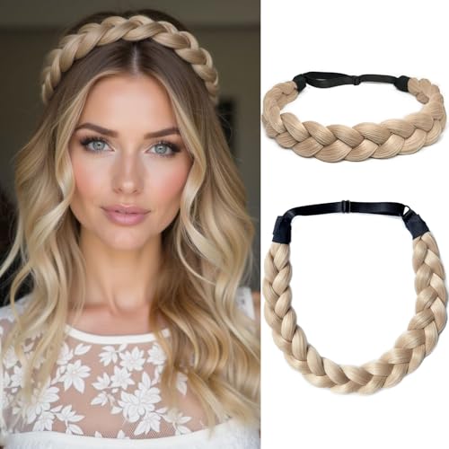 Yisopeid Light Ash Blonde Braided Headband for Women - Handmade Hair Accessory