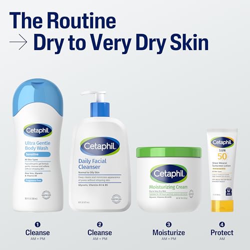 Cetaphil Moisturizing Cream for Sensitive Skin, 3 oz Value Pack