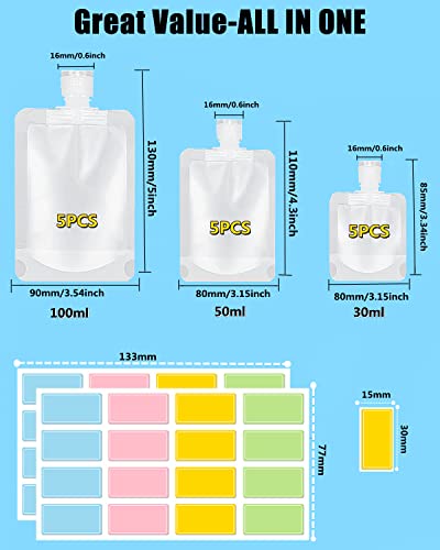 SEQUHITKU 17 Pack Travel Toiletry Bottles Set TSA Approved Refillable Containers
