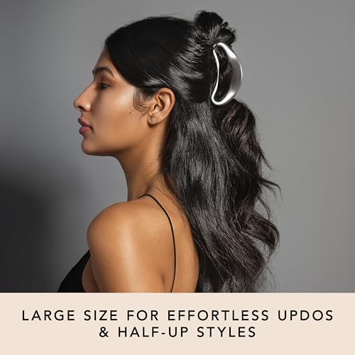 The Hair Edit Sculpted Silver Claw Clip - 4-Inch Large Metal Hair Accessory