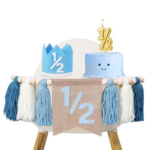 1/2 Birthday Boy Decorations Set with Crown and Garland