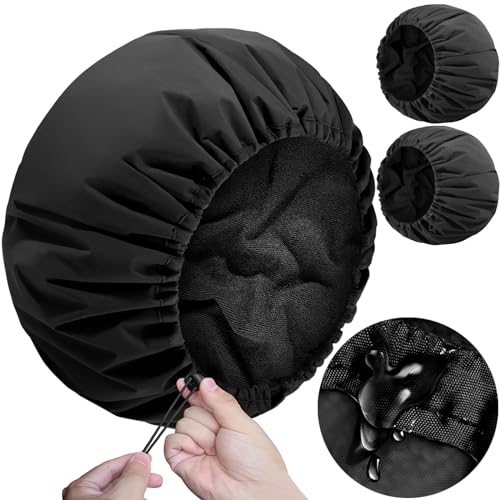 Large Waterproof Shower Cap Set for Long Hair & Dreadlocks - Black