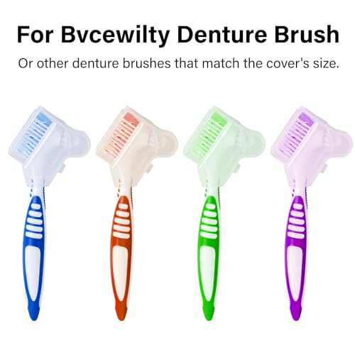 4-Pack Portable Denture Brush Covers with Ventilation Holes