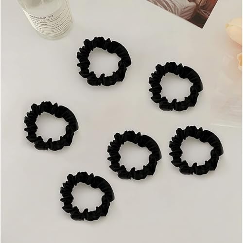 12-Pack Black Satin Hair Scrunchies for Women - Soft & Stretchy