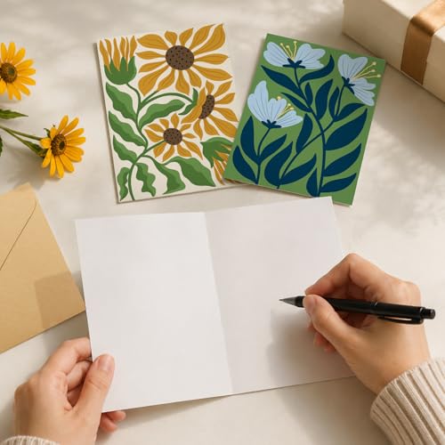 Ogeby 24 Pack Floral Greeting Cards with Envelopes & Stickers