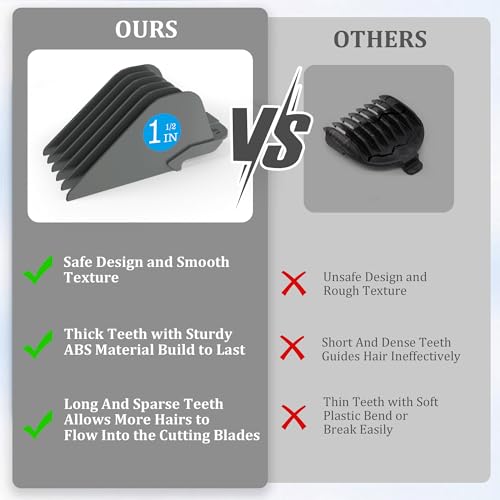 CR8GR8 Extra Long Hair Clipper Guards Set - 6 Piece Attachment Kit