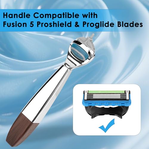 Metal Razor Handle for Men - Compatible with Gillette Fusion 5 ProShield & ProGlide