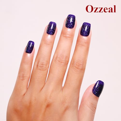 Ozzeal Deep Purple Iridescent Glitter Gel Polish 0.5 Fl Oz for Nail Art & Manicure