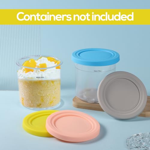 Silicone Ice Cream Container Lids - 4 Pack for Ninja Creami