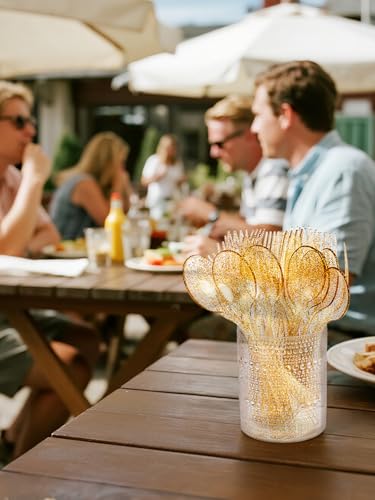 YOUBET 50PCS Gold Glitter Disposable Spoons - Heavy Duty Plastic Cutlery