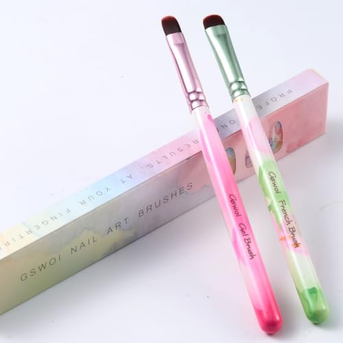 GSWOI 2-Piece Nail Brush Set for Polygel, Builder Gel and French Tips