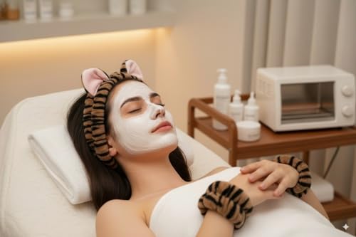 Orange 3-Pack Cat Ears Spa Headbands for Face Washing - One Size