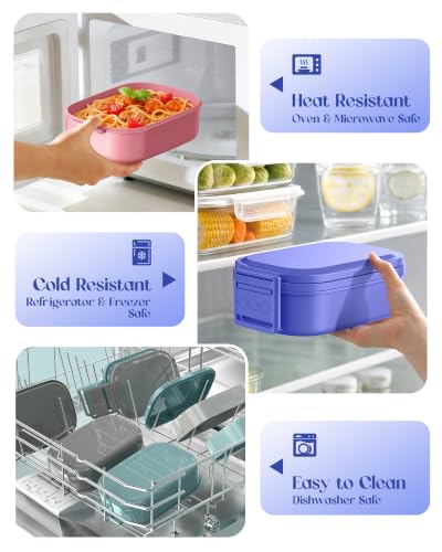 Pure Whimsy 65 oz Adjustable 2/3 Tier Bento Lunch Box - Leakproof, BPA-Free