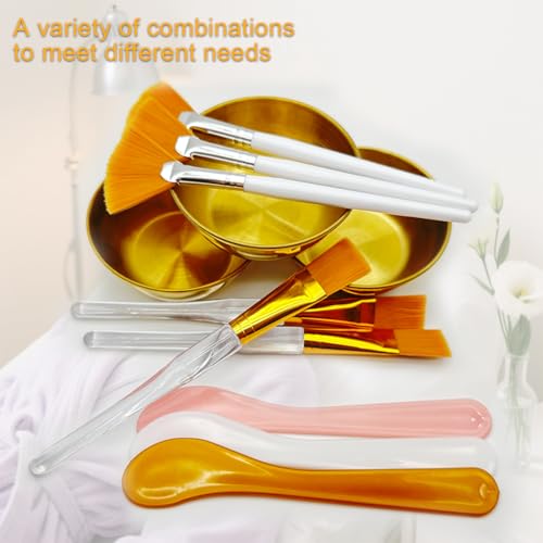 Large Esthetician Facial Supplies Kit with Gold Bowls & Brushes - DIY Face Mask Set