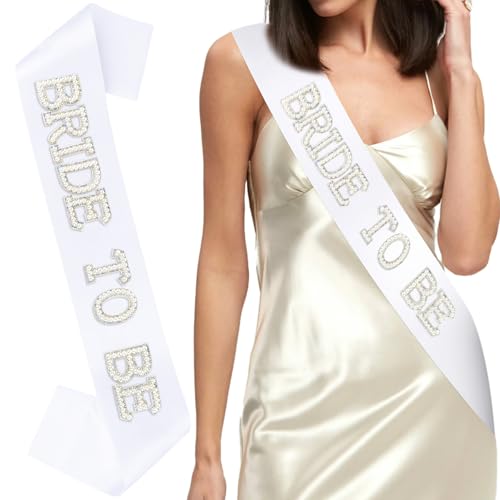 Bahaby White Bride to Be Satin Sash - Bachelorette & Bridal Shower Decorations