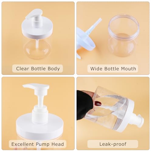 3 Pack 500ml Refillable Plastic Pump Bottles for Shampoo and Lotion