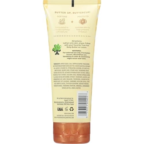 Tree Hut Whipped Shave Butter Vanilla, Hydrating & Nourishing Shave Cream with Shea Butter & Aloe, Smooth Glide for Silky Skin, Warm Cozy Scent, 7 Fl Oz