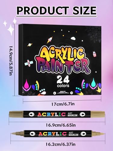 EBANKU 24 Colors Nail Art Pens Double Head Quick-Drying Markers for DIY Nail Design (Variation B)