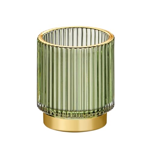 Vintage Glass Makeup Brush Organizer & Toothbrush Holder - Green, Small