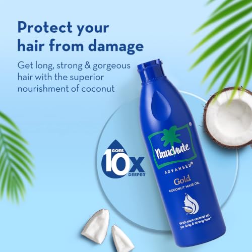 Parachute Advansed Gold Coconut Hair Oil with Vitamin E 13.52 Fl Oz - Deep Nourishment & Strengthening