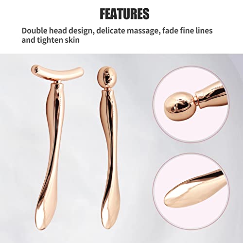 Metal Eye Cream Applicator & Face Roller Massager Set - Gold