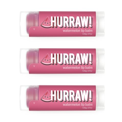 HURRAW! Watermelon Lip Balm 3-Pack - Organic, Vegan & Cruelty-Free