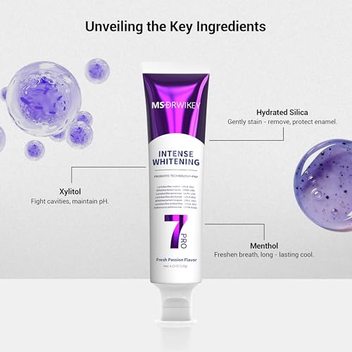 MSDRWIKEY 7-Pro Deep Whitening Toothpaste - Fluoride-Free Mint Formula