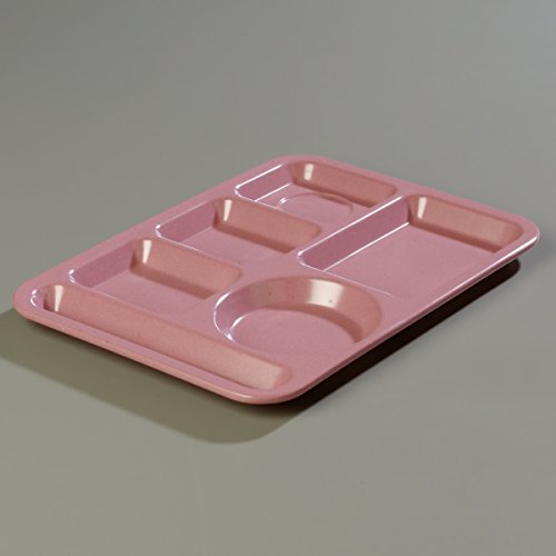 Left-Handed Carlisle Meal Tray with 6 Compartments - Rose Granite, 14 x 10 Inches