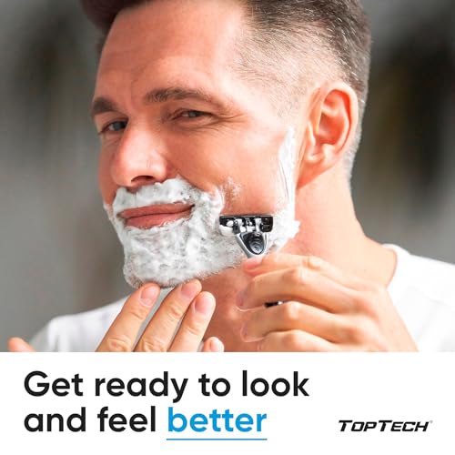 TopTech PRO 5 Men's Razor Set with 3 Handles & 27 Refills - 30 Count Pack, 5-Blade Technology, Soft & Sharp Blades