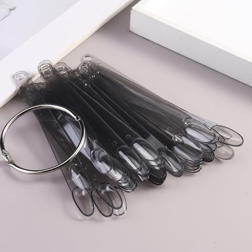 Transparent Black Oval 150 Pcs Nail Swatch Sticks with Ring for Nail Art & Display