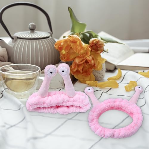 Jowmoy Cute Pink Snail Headband for Face Washing & Makeup