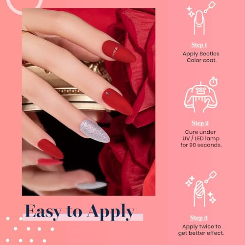 Beetles Red Gel Nail Polish Kit with UV LED Light - 15ml