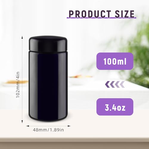 3 Pcs 100ml Black Glass Jars with Lids for Cosmetics & Creams