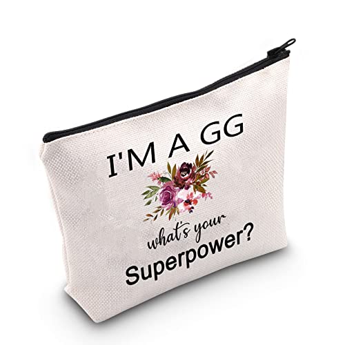 Gigi Gifts for Grandma Makeup Bag - I'm a GG What's Your Superpower, White