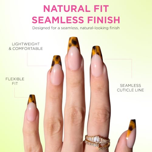 PaintLab Tortoise Chic Coffin Press-On Nails - 30pc Salon Kit