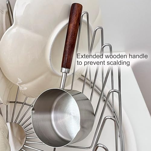 Kloahmo 8.5 oz Stainless Steel Mini Butter & Milk Warmer with Dual Spouts