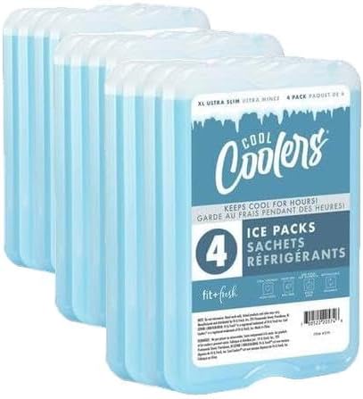XL Slim Ice Packs - Quick Freeze Reusable Ice Packs for Lunch Boxes & Coolers | 4 Pack