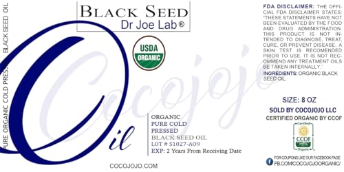 Dr. Joe Lab Organic Black Seed Oil - 8 oz Cold Pressed Nigella Sativa