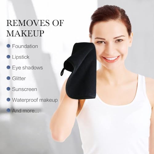 SINLAND Ultra Soft Microfiber Face Towels, Black 12x12 Inch - Multi-Purpose Washcloths