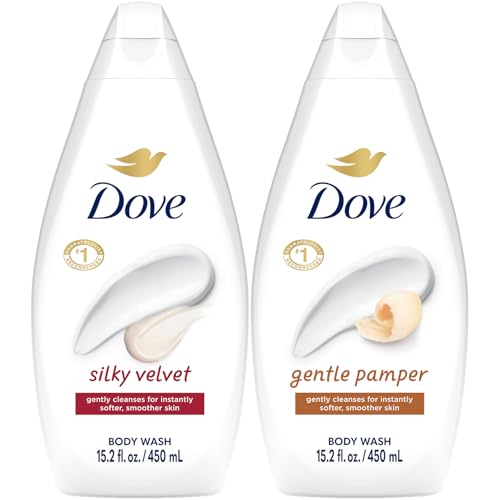 Dove Body Wash Variety Pack 2x25.35 Fl Oz – Silky Velvet & Gentle Pamper, Plant-Based Moisture, Vegan & Sulfate-Free