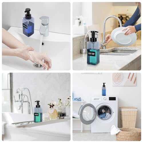 Segbeauty 22oz Gray Foaming Soap Dispenser - 2pcs Refillable Pump Bottles with Labels