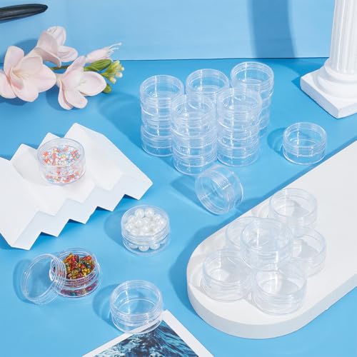 BENECREAT 30-Pack 10ml Clear Bead Storage Jars with Screw-Top Lids