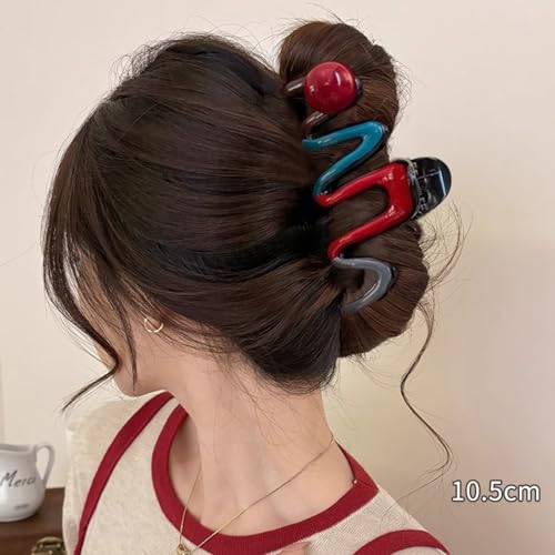 FRUZJAY Wave Acrylic Hair Clips for Women - Large Non-slip Claw Barrettes