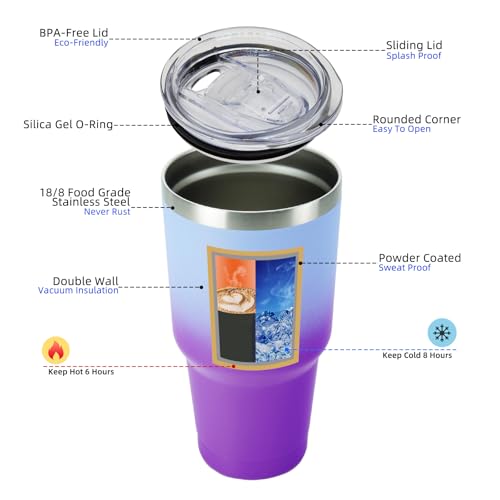 BJPKPK 30 oz Insulated Stainless Steel Tumbler with Lid & Straw