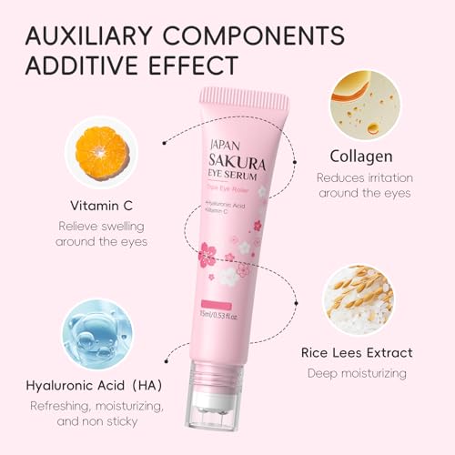 AKARY Sakura Eye Serum Roller for Dark Circles & Puffiness