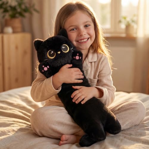 Mewaii Long Black Cat Plush Body Pillow - Cute Kawaii Design