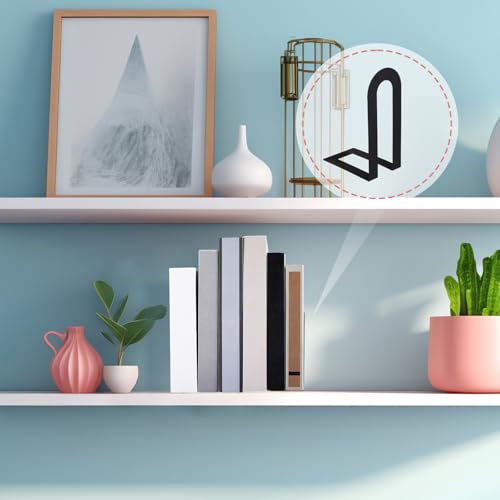 Minimalist Black Metal Bookends - 2 Pcs Geometric Design for Home Office