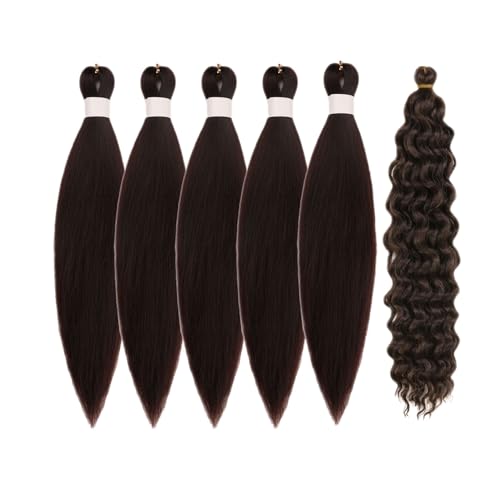 Gozill 16 Inch Dark Brown Pre Stretched Boho Braiding Hair for Short Deep Wave Braid - Pack of 6