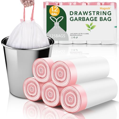 Magesh 1.2 Gallon Drawstring Trash Bags - 125 Count Mini Garbage Bags