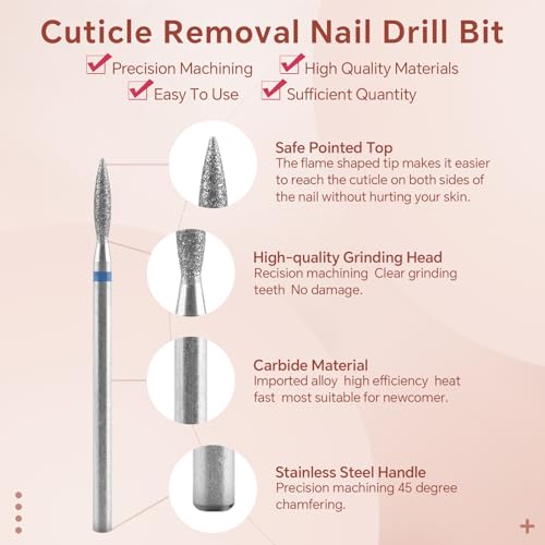 10Pcs Flame Shape Nail Drill Bits - Professional Cuticle Care